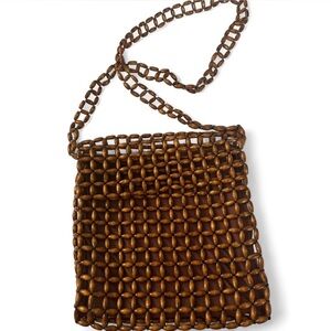 Brown Beaded Shoulder Bag